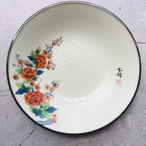 Japanese Porcelain Floral Silver Rim Bowl Signed 10" - Picture 1 of 6