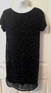 Lipsy Black Sparkly Beaded Dress Size 10 Party Occasion - Picture 1 of 10