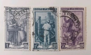 Francobolli Italia 1955 - Italia al Lavoro - Lotto di 3 Valori Usati - Foto 1 di 1