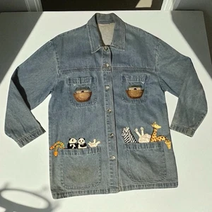 Vintage Cabin Creek "Ark Collector" Denim Embroidered Chore Jacket Size Large. - Bild 1 von 20