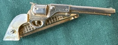 Pistola Swank Revólver Pistola de Disparo Madreperla Plata 2" Barra de Corbata Clip Cierre De Colección Foto 1 de 4