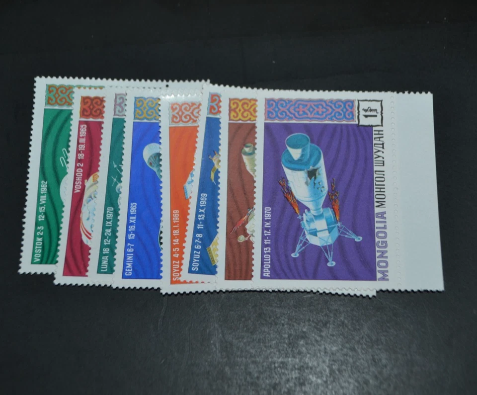 MONGOLIA SCOTT #602-609 EE. UU. Y URSS EXPLORACIÓN ESPACIAL MNH CONJUNTO DE 8 Foto 1 de 1