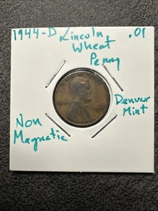 1944-D Lincoln Wheat Penny Denver Mint Mark. Non Magnetic. - Picture 1 of 4