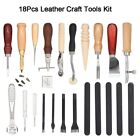 18Pcs Leather Craft Tool Kit Carving Working Set Punch Stitching Sewing Stamping