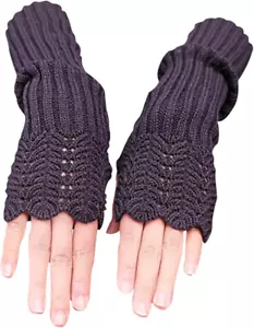 Women Arm Warmers Fashion Long Fingerless Gloves Knitted Kawaii Warm Gloves - Picture 1 of 4