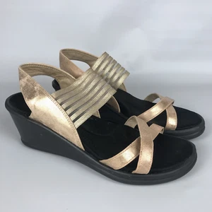SKECHERS Rumblers Slingback Wedge Sandals - Womens Size 11 - Rose Gold Metallic - Picture 1 of 10