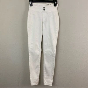 HUE Classic Smooth Denim Skim Leggings White XS NWOT - Picture 1 of 9