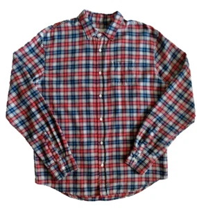 Frank & Eileen Luke Mens Button Down Long Sleeve Shirt Blue Plaid Cotton USA - M - Picture 1 of 5