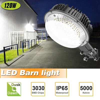 Luz LED de granero 120W de anochecer a amanecer al aire libre seguridad callejera jardín patio luz de inundación Foto 1 de 4