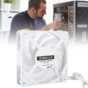 White 14cm 2000RPM Cooling Fan Low Noise Cooler 4‑Pin PWM Header Interface F NEW - Afbeelding 1 van 12