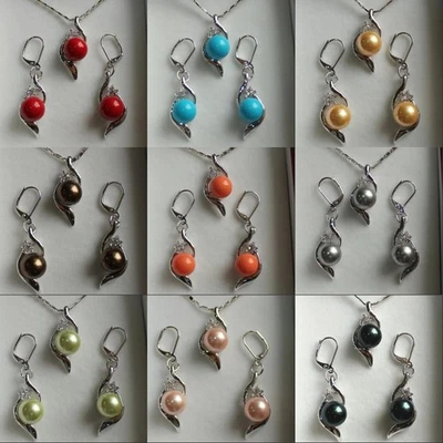 Brincos femininos de pérola embutidos + conjuntos de joias de festa com pingente Temperament - Imagem 1 de 4