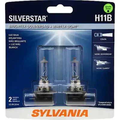 Sylvania H11B SilverStar Brighter White 卤素灯 2 灯泡 H11BST.BP2 全新 — 第 1/4 张图片