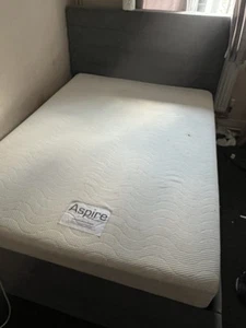 Next Silver/Grey Velvet Double Bed With Mattress - Picture 1 of 1
