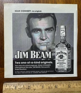 Vintage 1970er Schnittdruck Anzeige Jim Beam Whisky Bourbon Kentucky Sean Connery - Bild 1 von 1