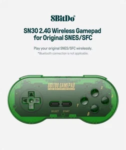 8BitDo SN30 2.4G Wireless Gamepad Original SNES/SFC Green Transparent Edition - Picture 1 of 10