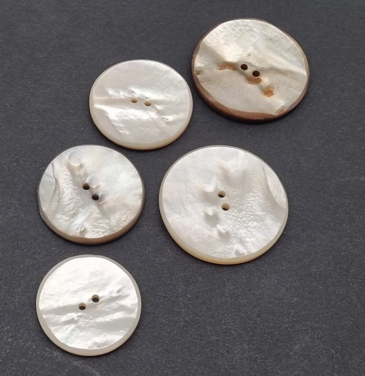 Perlmutt 2-Loch-Knopf 34-45 mm / Natürlich gewachsene Muscheloberfläche D15 - Bild 1 von 1