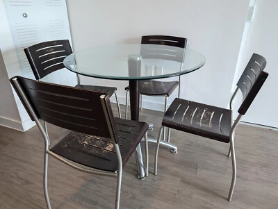 Vintage Glass Dining Room Table and Chairs - Image 1 of 4