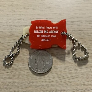 Wilson Insurance Agency Mt. Pleasant Iowa Pull A Part Owl Keychain Key Ring - Picture 1 of 3