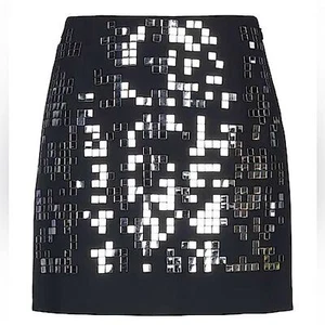 Minifalda PINKO parche espejo en negro NUEVA CON ETIQUETAS talla 40 (2) italiana rara - Imagen 1 de 15