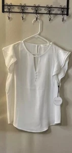 Milk & Honey Womens Size M Ivory Tunic Front Keyhole Neck Button Closure NEW - Picture 1 of 12