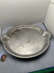 Wilton Armetale Scallop Handle Large Oval Tray 14 inch Pewter Bruce Fox Design - Picture 1 of 3