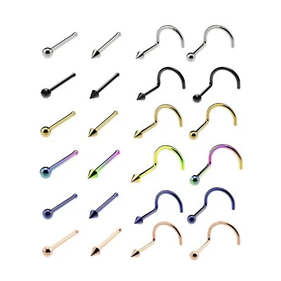 Naso Bottone Chirurgico Acciaio 316L Pin Anello Vite Osso Naso Piercing - Immagine 1 di 4