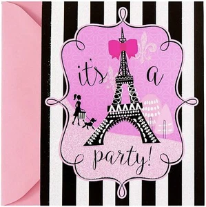 Fiesta en París Torre Eiffel Invitaciones Amscan 8 quilates con sobres brillo - Imagen 1 de 1