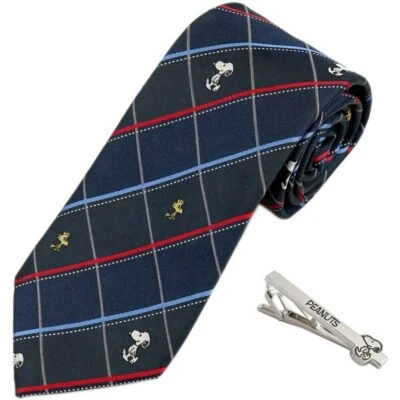 [Cacahuetes] Juego de barra de corbata y corbata PN914453 Navy 001 marca SNOOPY pasador de corbata Foto 1 de 4