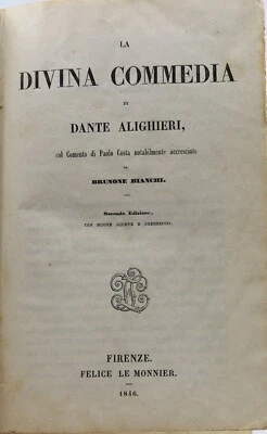 libro la divina commedia dante alighieri brunone bianchi firenze 1846 2 edizione - Immagine 1 di 4