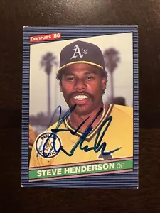 STEVE HENDERSON 1986 DONRUSS AUTOGRAPHED SIGNED AUTO BASEBALL CARD 375 A'S - Picture 1 of 1
