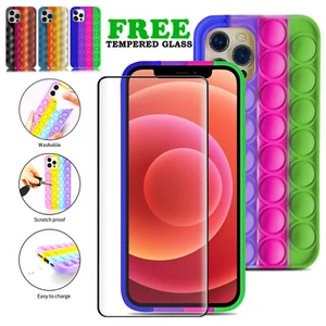 Funda Para iPhone 12 Pro Max XS Push Pop Inquieto Suave Silicona Cubierta y Vidrio Templado - Imagen 1 de 11