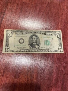 1950A Five Dollar Bill $5 S/N E69538749A C216 - Picture 1 of 4