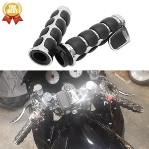 1" Chrome Motorcycle Hand Grips For Honda VTX Suzuki Boulevard Yamaha Cruiser - Picture 1 of 12