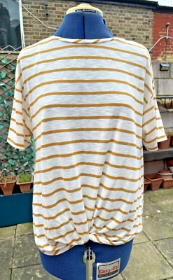 The Collection By Debenhams Mustard White Striped Twist Front Top Blouse Sz 18 - Image 1 of 4
