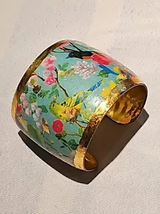 Evocateur Enameled 2" W Evocateur Gold Leaf Open Cuff Bracelet free shipping - Picture 1 of 14