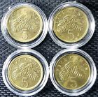 1998^  SINGAPORE 3rd Series "FLORA"5 Cent Coin,Ø17mm,4Pcs(+FREE1 coin)#21659