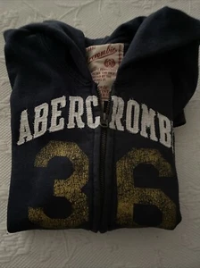 Authentic Vintage Abercrombie Fitch Boy’s Zip Up Hoodie Sweatshirt Size L Navy - Picture 1 of 7