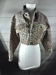 Vintage Georges Marciano for Guess Leopard Denim Jacket Women medium - Picture 1 of 10