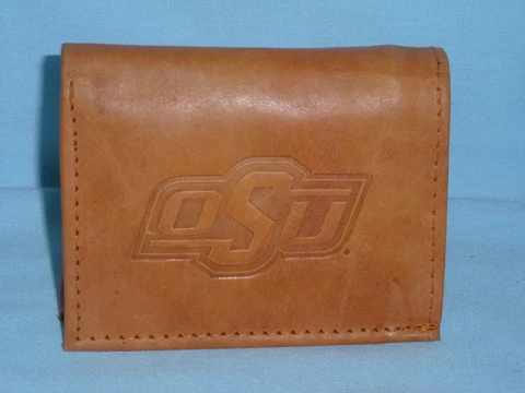 OKLAHOMA STATE COWBOYS   Leather TriFold Wallet   NEW   tan z  lw Cover