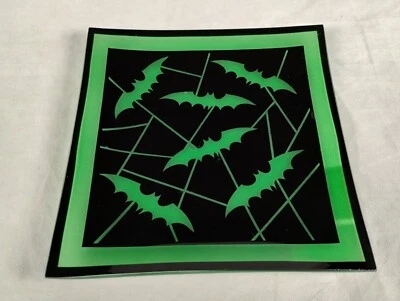 Yankee Candle Halloween Murciélagos Murciélagos Verde Negro Vidrio Vela Plato Bandeja Nuevo de Lote Antiguo #1 Foto 1 de 4