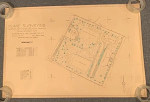 Union College Schenectady NY 1953 aereo disegnato a mano mappa di rilevamento campus - Foto 1 di 6