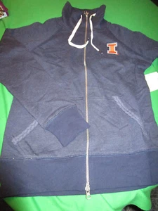 NWT UNIV OF ILLINOIS ILLINI WOMENS ZIP FRONT SWEATSHIRT JACKET NAVY MEDIUM - Picture 1 of 4