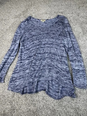 Camisa One World Mujer Plus 1X Blusa Top Relajada Túnica Azul Tejida Cuello Redondo Foto 1 de 4