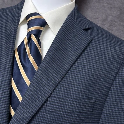 Abrigo Deportivo Michale Kors 44L Azul Negro Cuadros Espiga Blazer Chaqueta Informal Foto 1 de 4