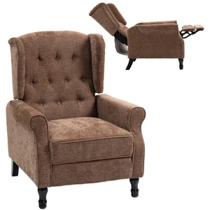 HOMCOM Manual Reclining Armchair Recliner with Footrest Brown - Picture 1 of 11