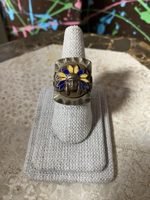 Anillo de motociclistas vintage con jefe indio Foto 1 de 4