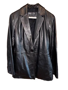 Vintage Valerie Stevens schwarze klassische neuseeländische Lammlederjacke Größe Medium - Bild 1 von 8