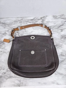 Coach Hobo Bag Chelsea (10131) braunes genarbtes Leder lila Nähte/Liner - Bild 1 von 13