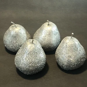 Silberfarbene glitzernde dekorative Birnen 3,5" hoch - Bild 1 von 6