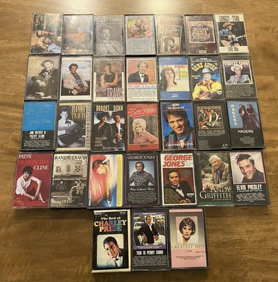 Lot of 31 Country Music Cassette Tapes: Randy Travis, Dolly Parton, George Jones Foto 1 de 4